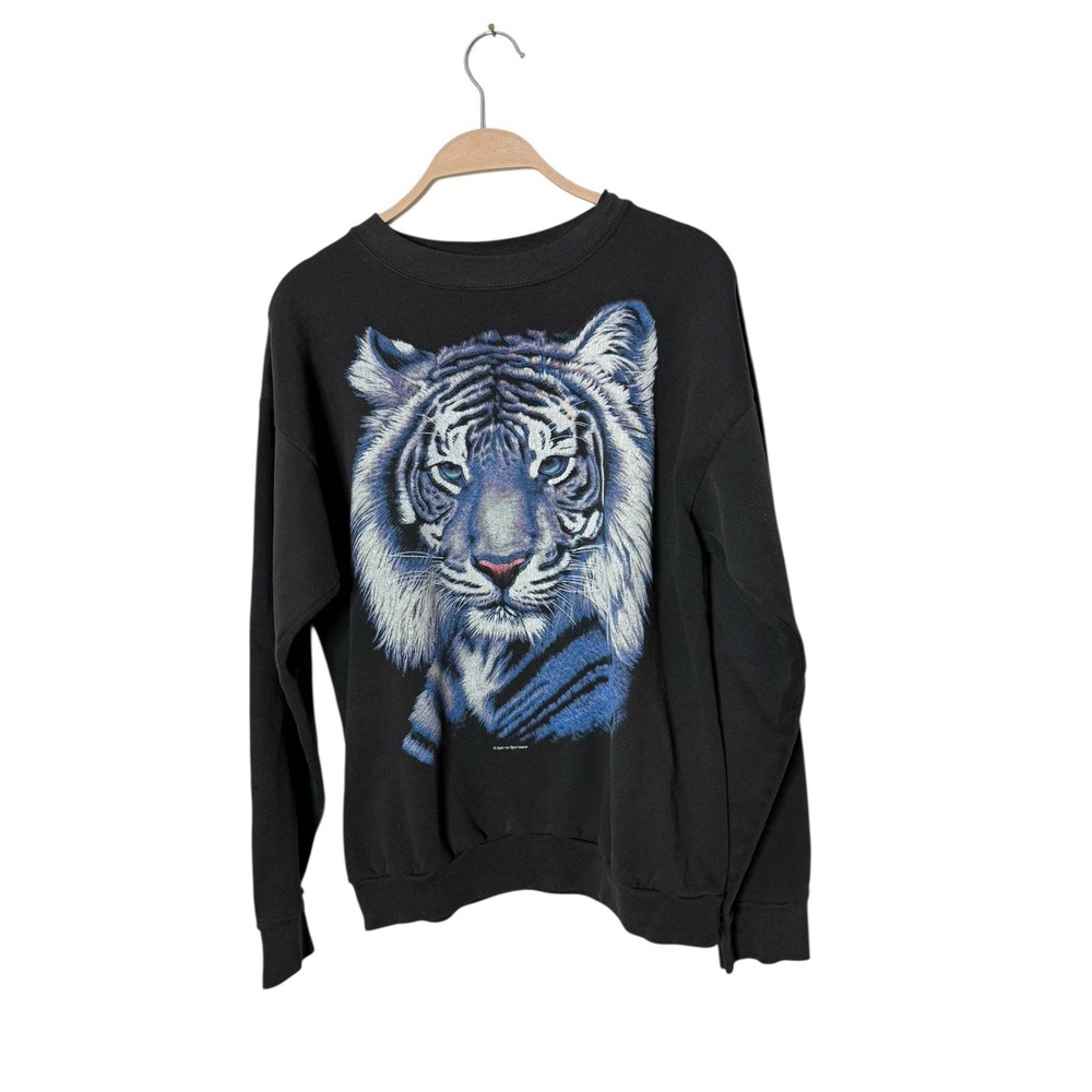 Vtg Sunrise sportswear Tultex USA white lion crewneck‎ sweatshirt large